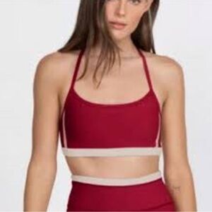NWT Johnny Was Calme Endurance Cross Back Sports Bra II Red Contrasting White XL